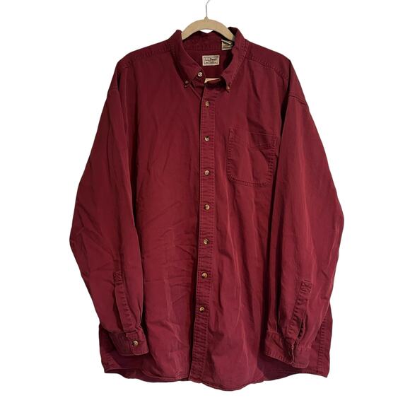 Vintage LL Bean Red Button Up Shirt 2XLT Durable Cotton Fisherman Outdoor Loose - Picture 1 of 13